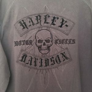 Harley Davidson Men's Long Sleeve Shirt 2XL - Charcol Gray